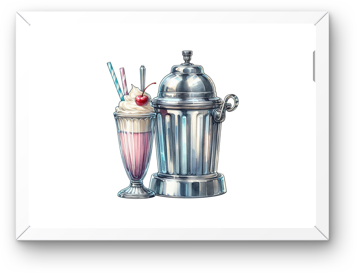 Retro Diner Milkshake Wall Art | Vintage Soda Shop Print | Kitchen Cafe Gift
