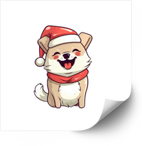 Thumbnail for Cute Christmas Puppy Santa Hat Sticker | Kawaii Holiday Dog Vinyl Decal