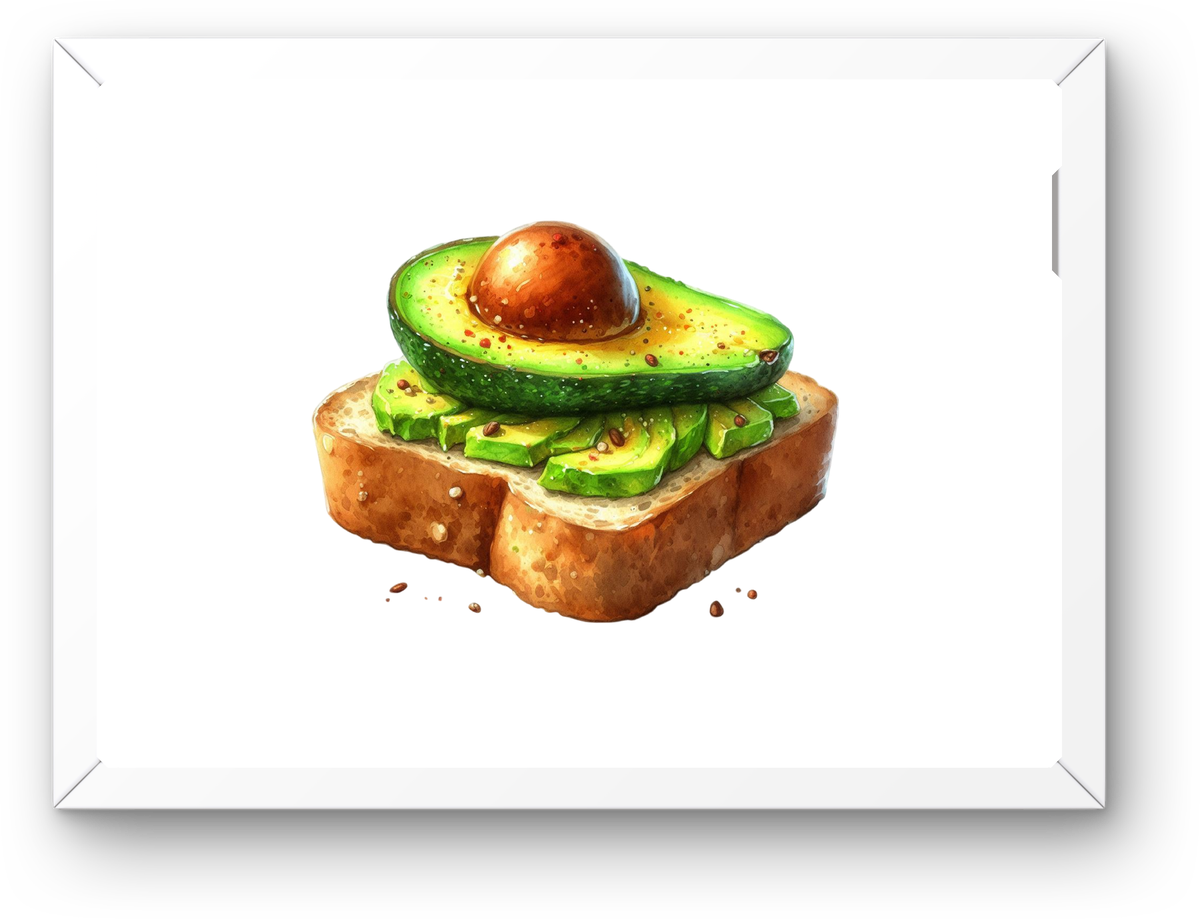 Avocado Toast Wall Art | Watercolor Breakfast Food Print | Foodie Kitchen Decor Gift