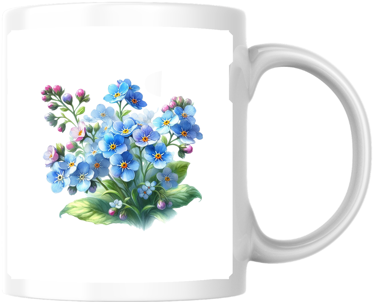 Forget-Me-Not Flowers Mug | Watercolor Blue Floral Coffee Mug | Botanical Flower Lover Gift