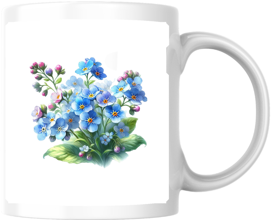 Forget-Me-Not Flowers Mug | Watercolor Blue Floral Coffee Mug | Botanical Flower Lover Gift