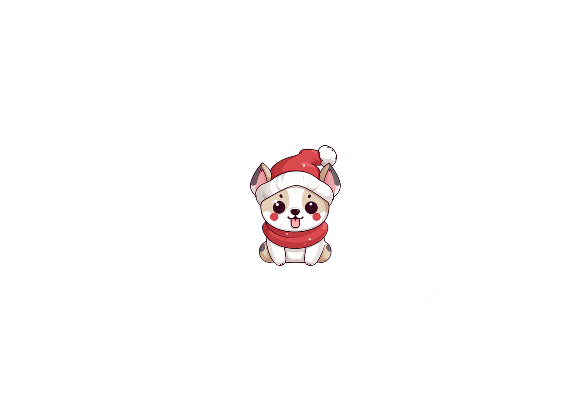 Cute Santa Hat Puppy Throw Pillow | Kawaii Christmas Dog Decorative Pillow | Holiday Kids Gift