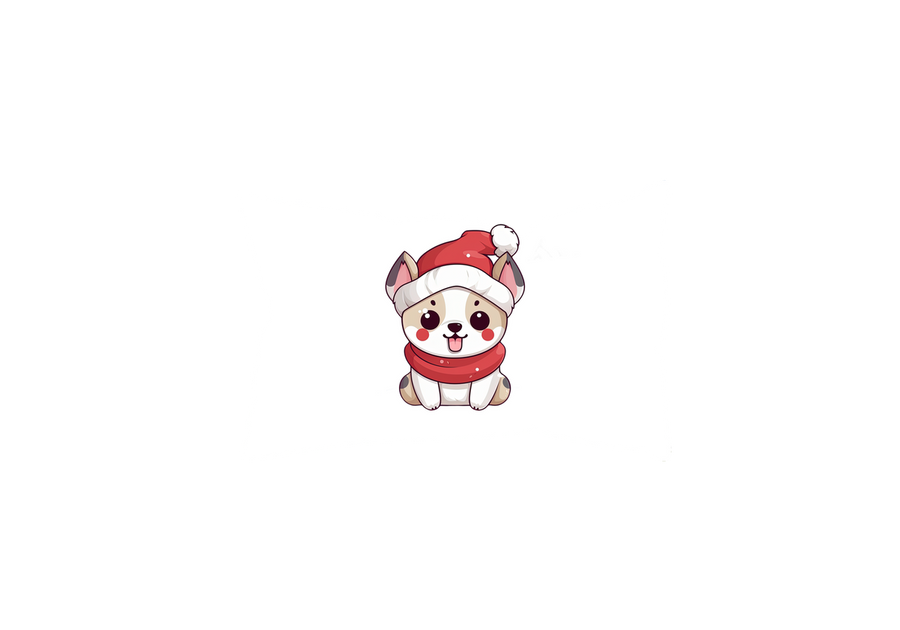 Cute Santa Hat Puppy Throw Pillow | Kawaii Christmas Dog Decorative Pillow | Holiday Kids Gift