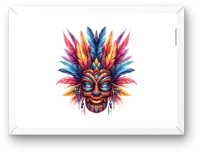 Thumbnail for Colorful Tribal Mask Wall Art | Vibrant Feathered Totem Print | Bohemian Home Gift