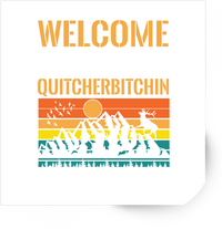 Thumbnail for Welcome Quitcherbitchin Sticker | Retro Mountain Sunset Vinyl Decal | Funny Camping Gift