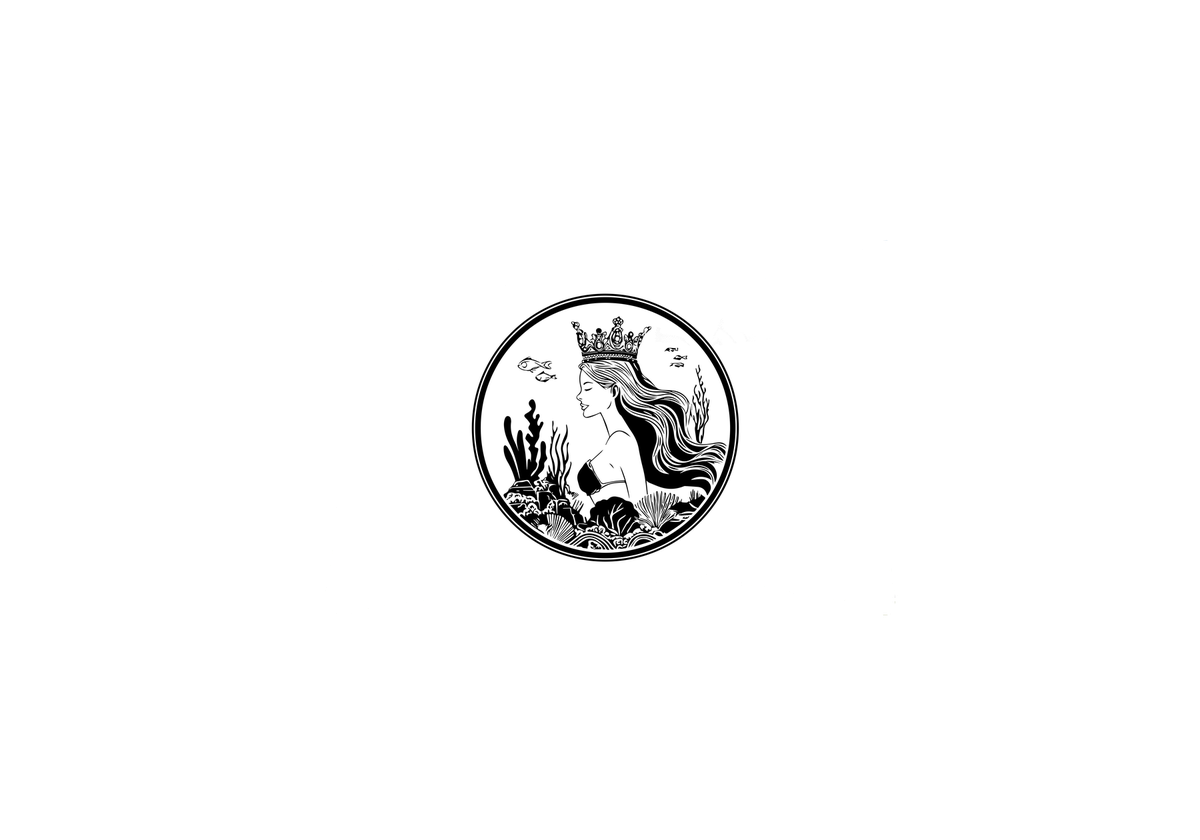 Mermaid Queen Throw Pillow | Black & White Underwater Crown Decorative Pillow | Ocean Lover Gift