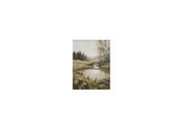 Thumbnail for Countryside Bridge Landscape Throw Pillow | Muted Watercolor Meadow Decorative Pillow | Rustic Home Gift