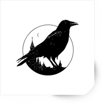 Thumbnail for Gothic Raven Sticker | Black Crow Castle Silhouette Vinyl Decal | Dark Academia Gift