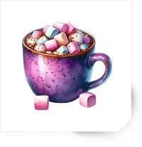 Thumbnail for Cozy Hot Cocoa Marshmallow Sticker | Purple Watercolor Mug Vinyl Decal | Winter Lover Gift