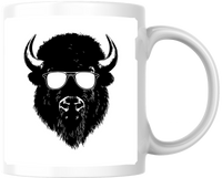 Thumbnail for Cool Bison With Sunglasses Mug | Black Buffalo Coffee Mug | Western Lover Gift