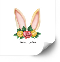 Thumbnail for Floral Bunny Easter Sticker | Cute Watercolor Boho Spring Vinyl Decal