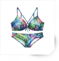 Thumbnail for Tropical Print Bikini Sticker | Colorful Palm Leaf Swimsuit Vinyl Decal | Beach Summer Gift