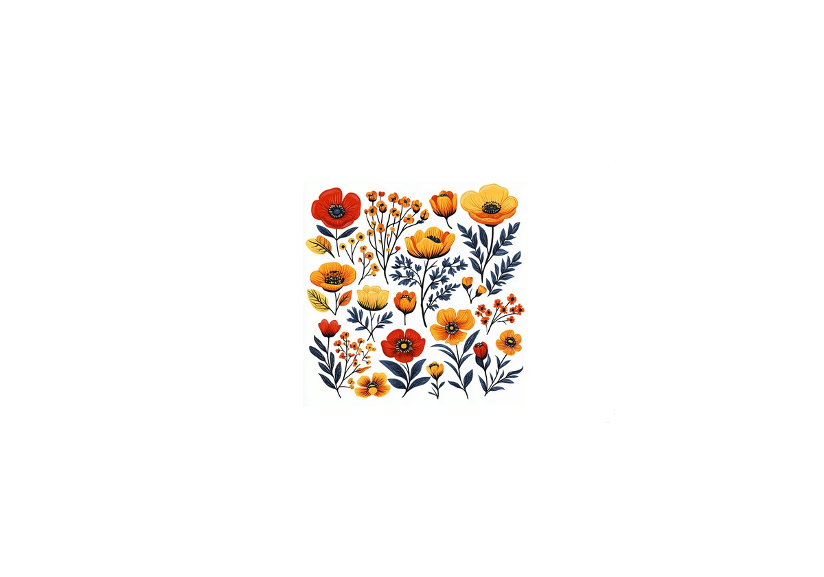 Wildflower Garden Throw Pillow | Orange & Blue Floral Decorative Pillow | Botanical Home Gift