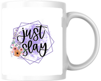 Thumbnail for Just Slay Floral Mug | Purple Geometric Watercolor Coffee Mug | Girl Boss Gift