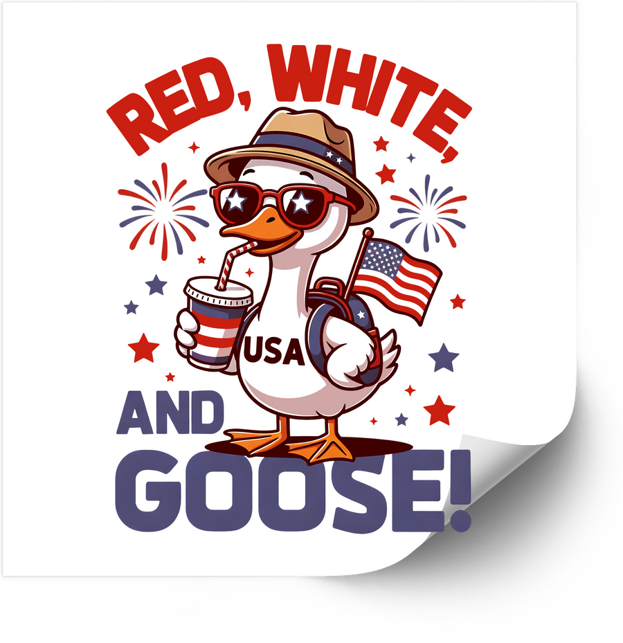 Red White and Goose Sticker | Funny Patriotic Fourth of July Vinyl Decal