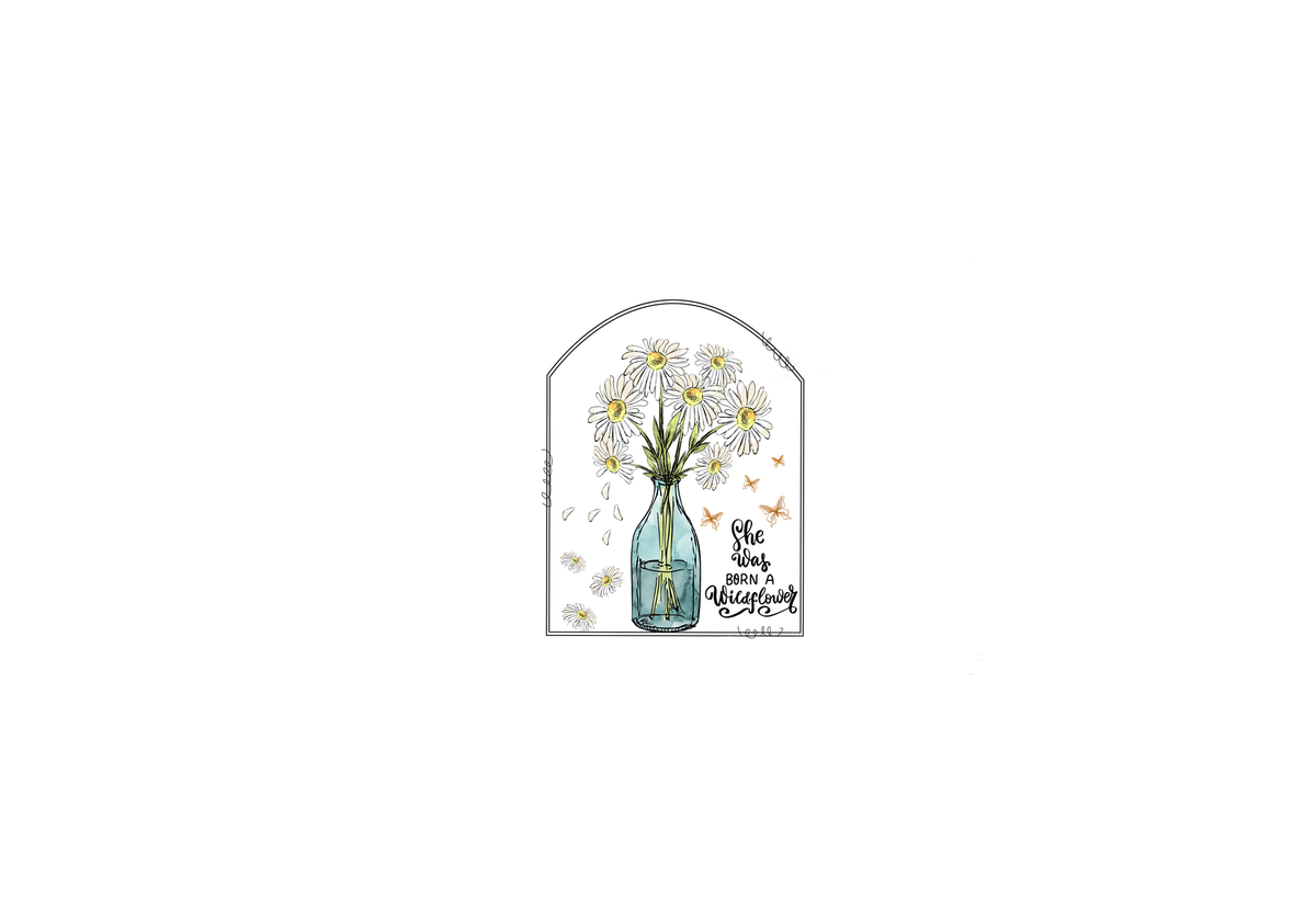 She Was Born A Wildflower Throw Pillow | Daisy Vase Decorative Pillow | Boho Home Gift