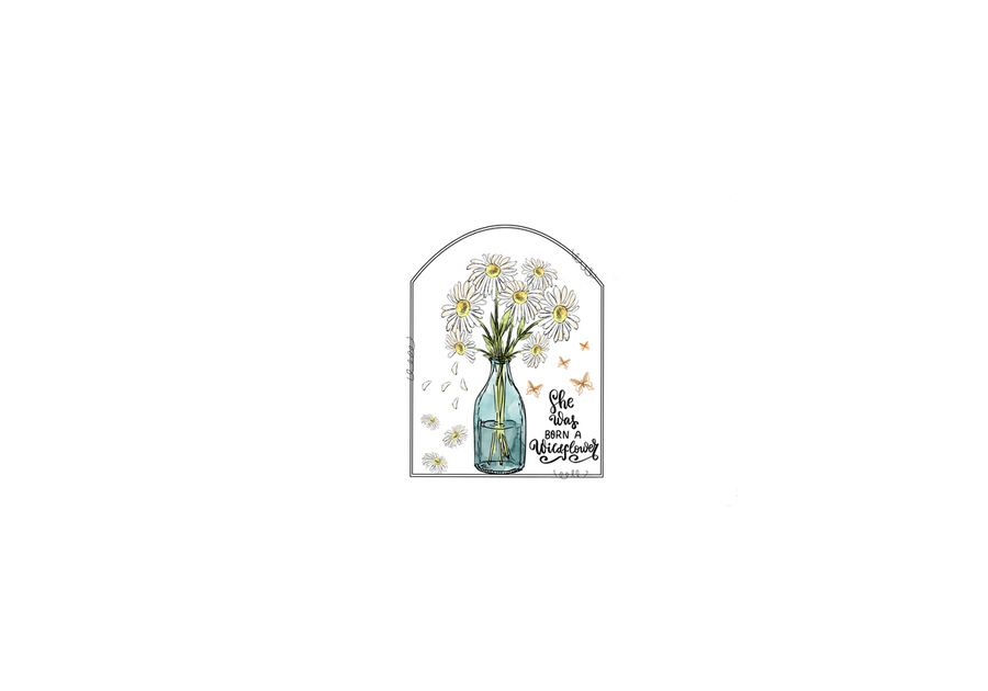 She Was Born A Wildflower Throw Pillow | Daisy Vase Decorative Pillow | Boho Home Gift