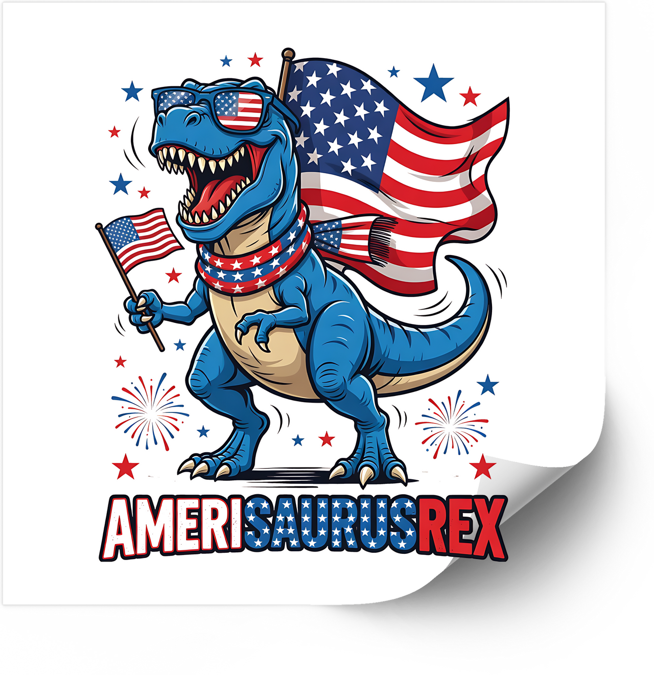 Amerisaurus Rex Patriotic Dinosaur Sticker | Funny Fourth of July Vinyl Decal