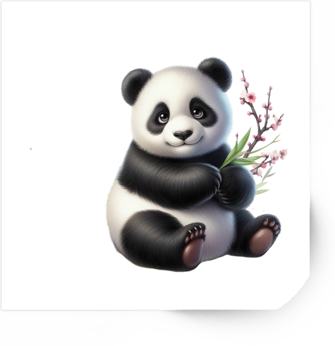 Cute Baby Panda Sticker | Blossom Branch Vinyl Decal | Adorable Panda Lover Gift