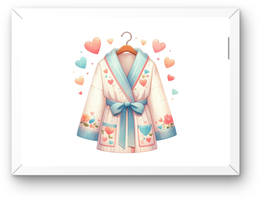 Cozy Heart Robe Wall Art | Pastel Watercolor Kimono Print | Girls Room Gift