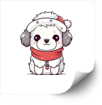 Thumbnail for Cute Christmas Puppy Shih Tzu Sticker | Kawaii Holiday Dog Vinyl Decal