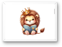 Thumbnail for Cute King Lion Reading Book Wall Art | Crowned Cub Nursery Print | Kids Room Gift